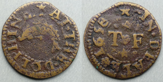 Deal, T F AT THE DOLPHINE 1658 farthing